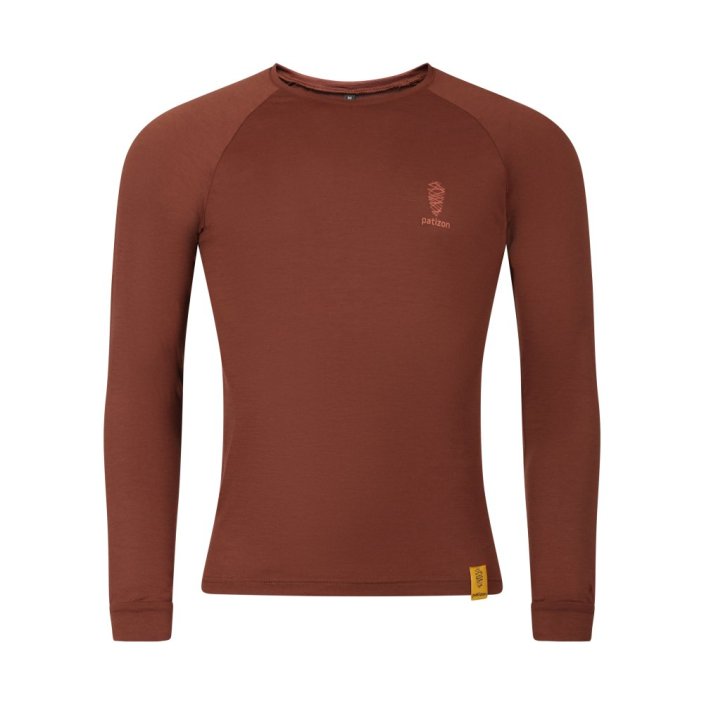 Patizon Merino T-Shirt LS Man - COLOUR: Chestnut, SIZE: S