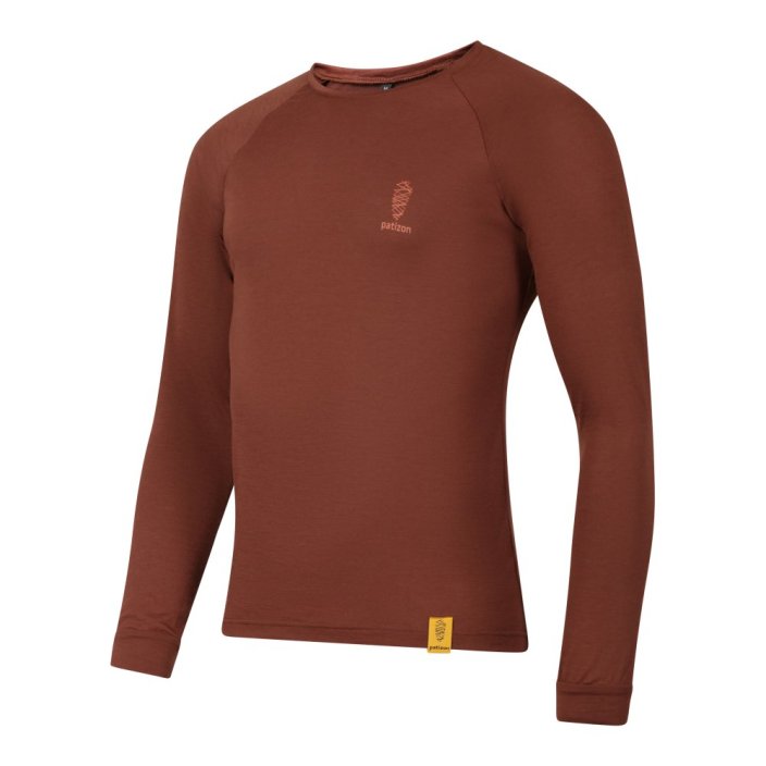Patizon Merino T-Shirt LS Man - COLOUR: Chestnut, SIZE: S